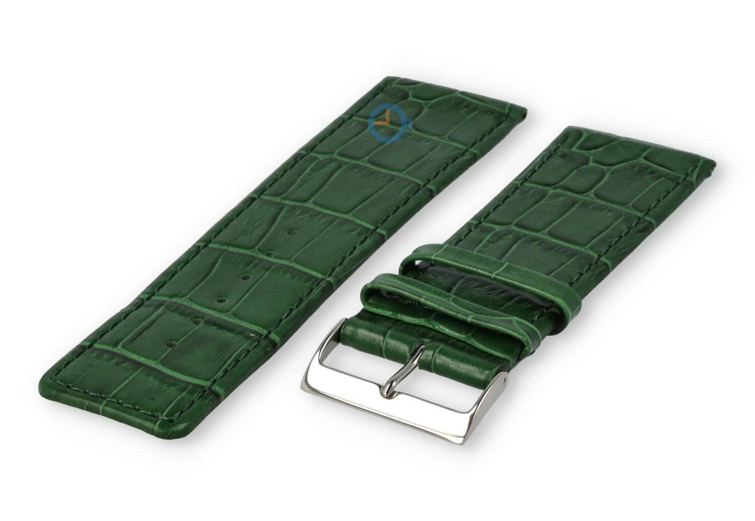 Luxe croco horlogeband - 30mm - jachtgroen