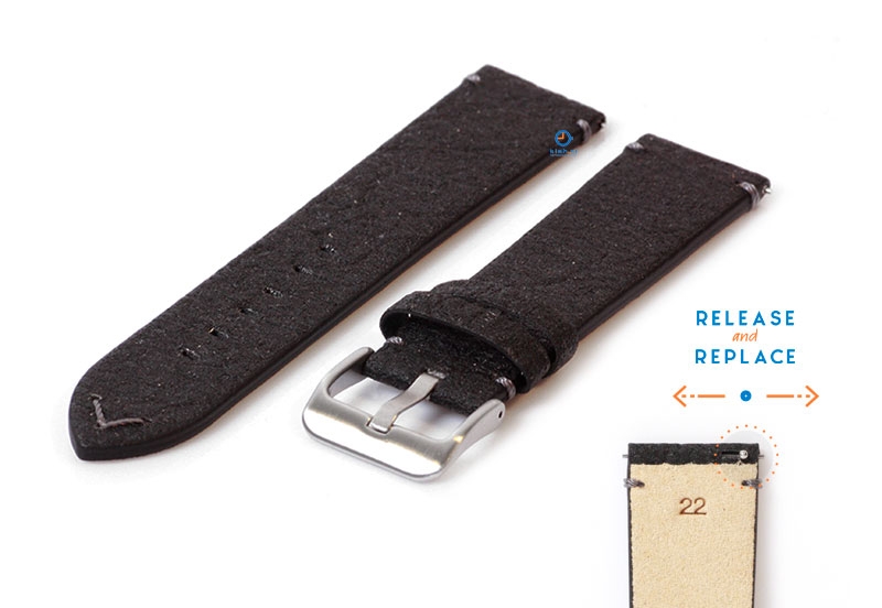 Vegan horlogeband 22mm zwart