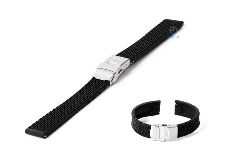 Horlogeband 18mm rubber zwart