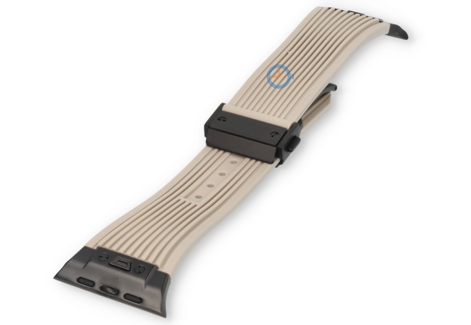Hublot style bandje Apple Watch 45 - starlight/black