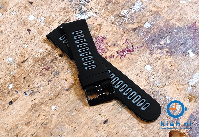 20mm siliconen horlogeband - zwart/grijs