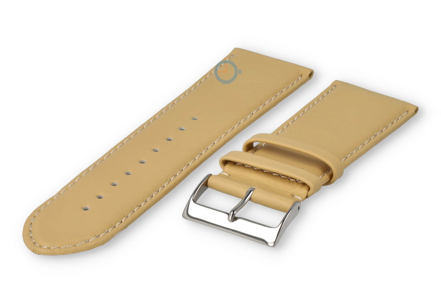 26mm horlogeband glad leer - vanille