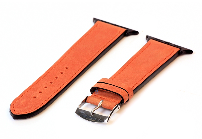 Apple Watch bandje kalfsleer oranje - 44/45/46/49mm
