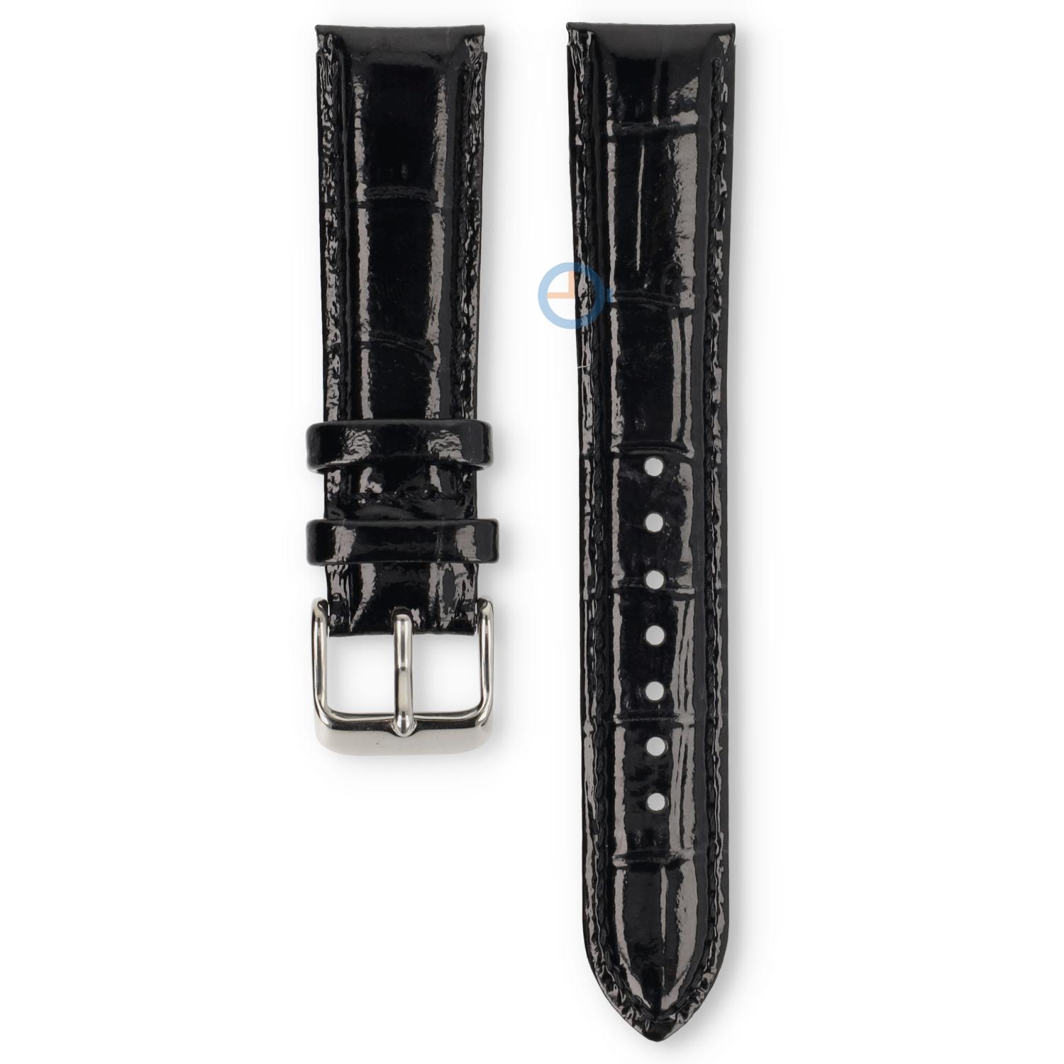 Universele 18mm zwart leren horlogeband - Lorus