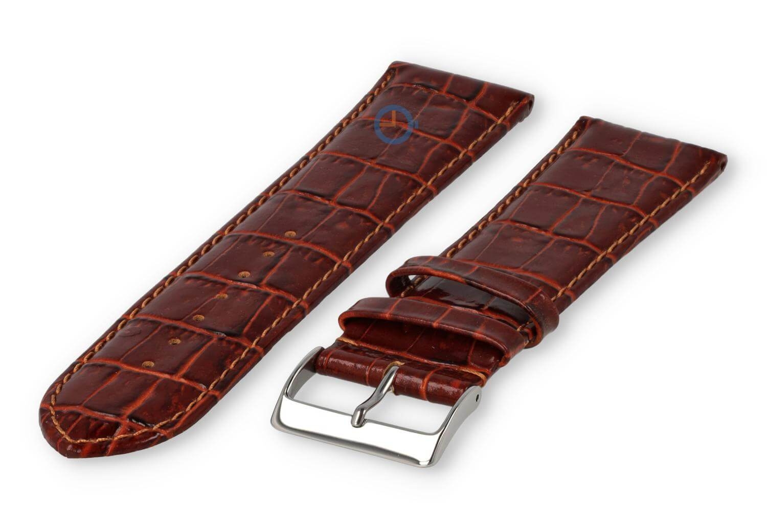 Basic croco horlogeband XL - 24mm - roestbruin