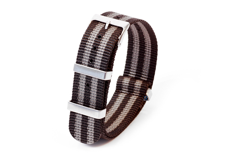 Horlogeband 20mm nylon zwart/grijs