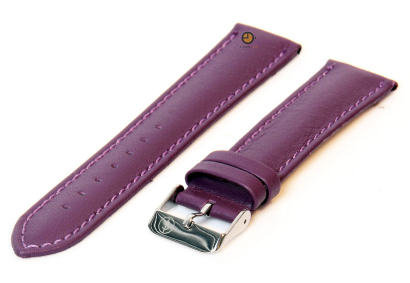 Horlogeband 18mm lila kalfsleer