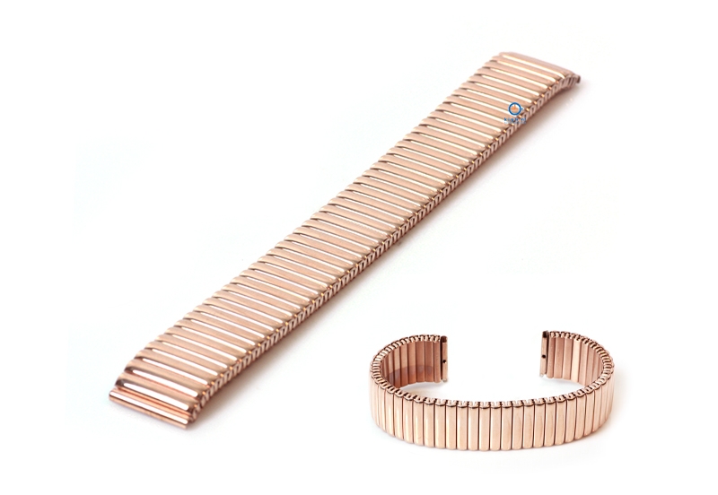 Horlogeband 18mm stalen rekband Rosegoud