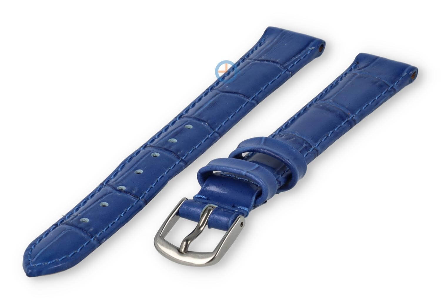 XL horlogeband van leer - 14mm - koningsblauw