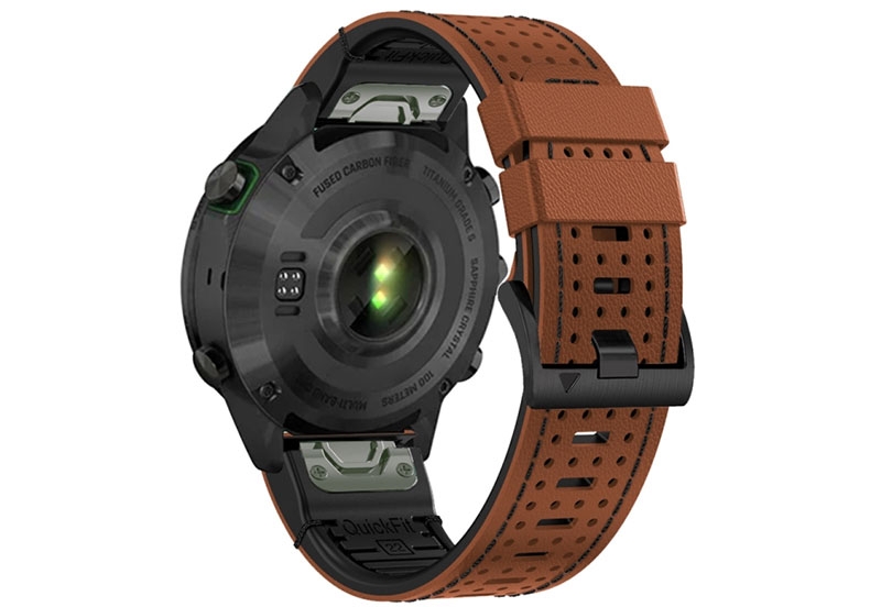 Premium 26mm bandje - leer/siliconen - cognac/zwart