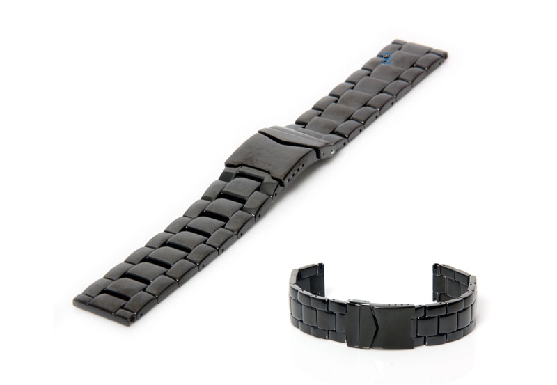 Horlogeband 24mm staal zwart glans
