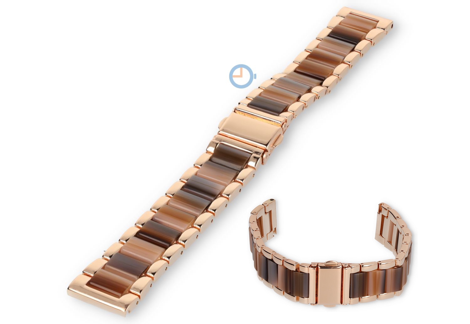 20mm marmer bandje staal met resin - rosegoud/bruin