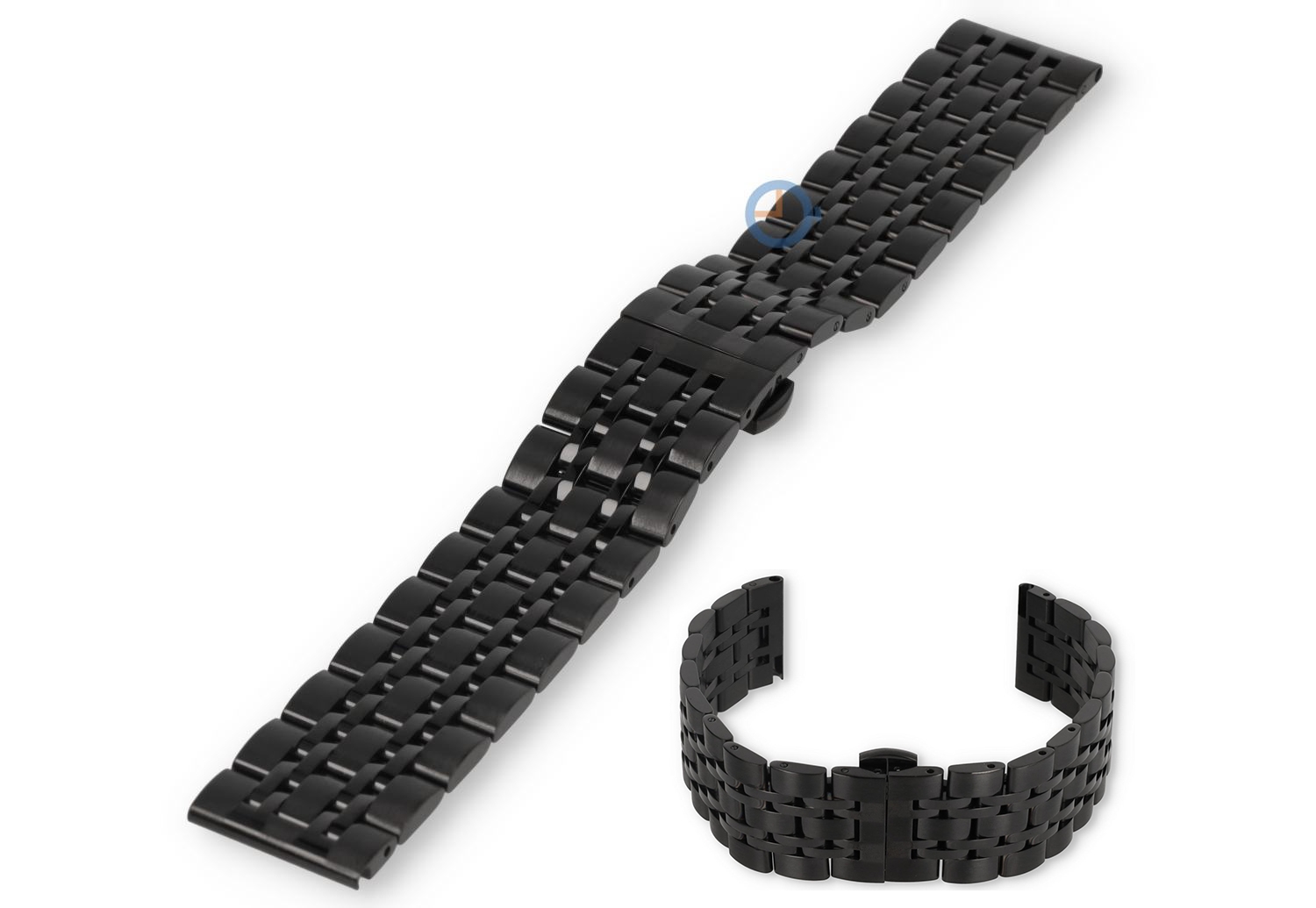 Stalen horlogeband 20mm - black straight