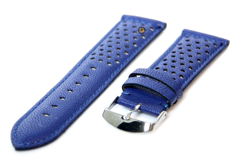 Waterproof horlogeband 24mm blauw leder