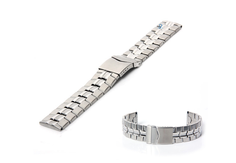 Horlogeband 20mm deels gepolijst staal zilver