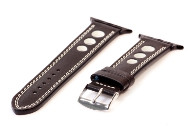 Apple Watch bandje racing zwart met wit stiksel - 44/45/46/49mm