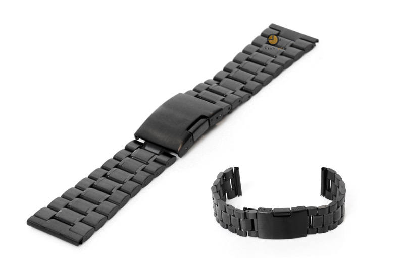 Horlogeband 23mm zwart staal mat/glans
