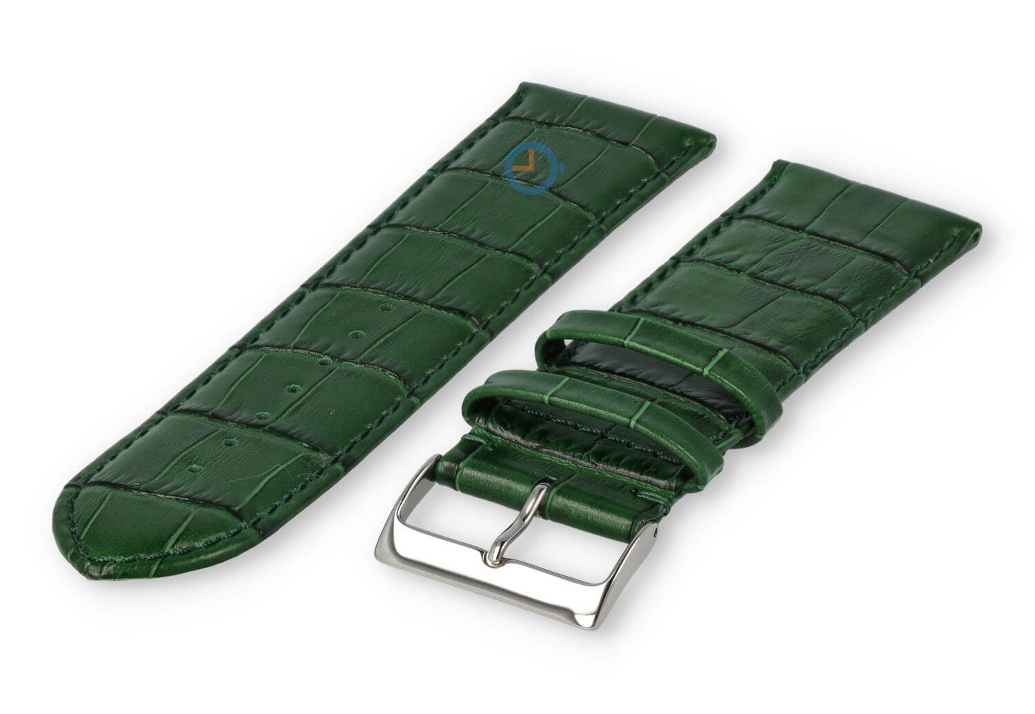 Kalfsleder XL band met croco-relif - 28mm - grasgroen
