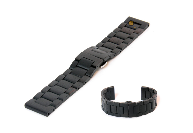 Houten horlogeband 22mm zwart (Blackwood)