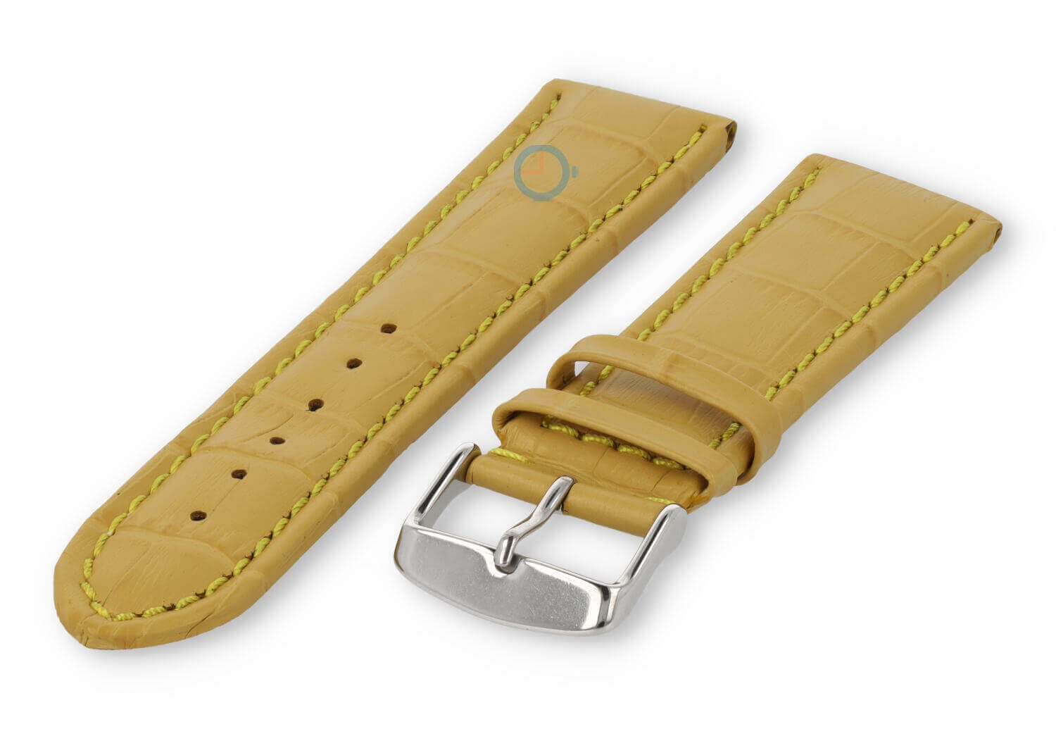 Krachtige horlogeband van kalfsleer - 24mm - geel
