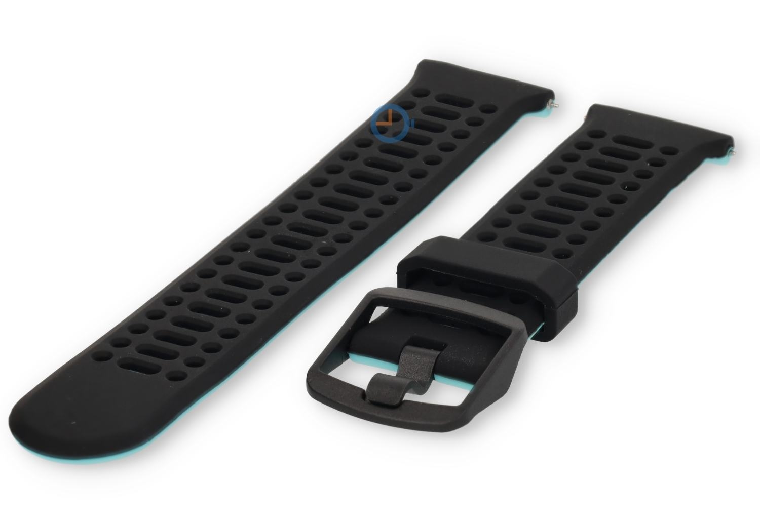 22mm siliconen bandje - ademend design - zwart/blauw