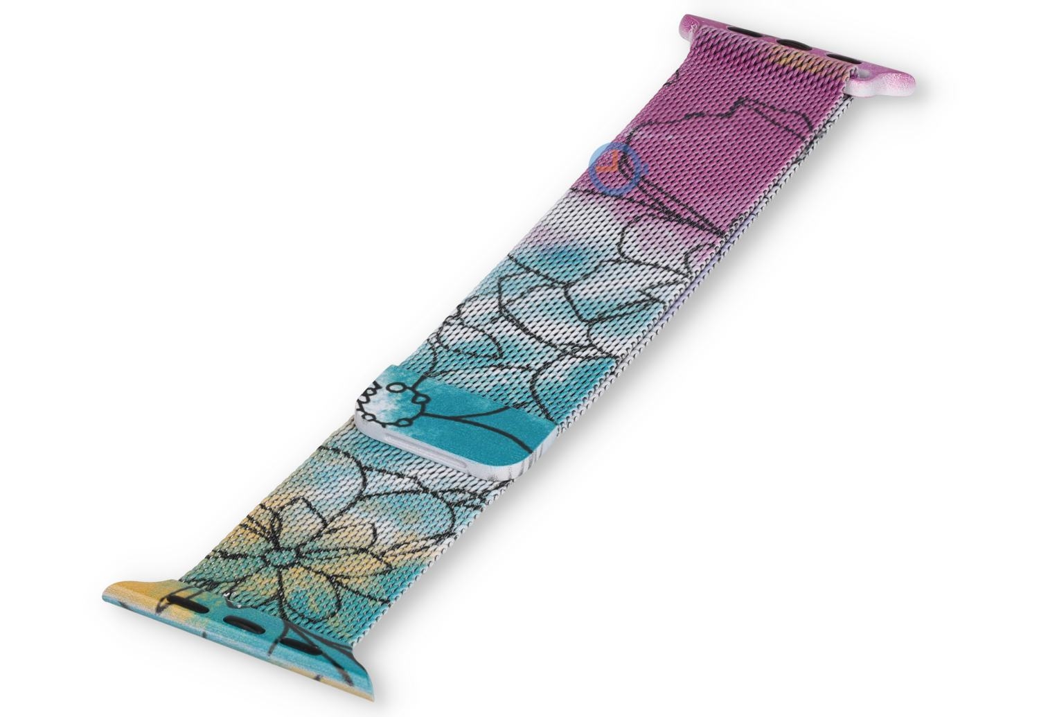Milanees Apple watch bandje - 45 - floral blue