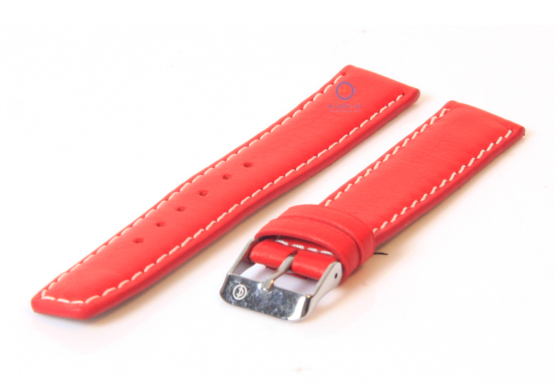 Horlogeband 18mm rood leer