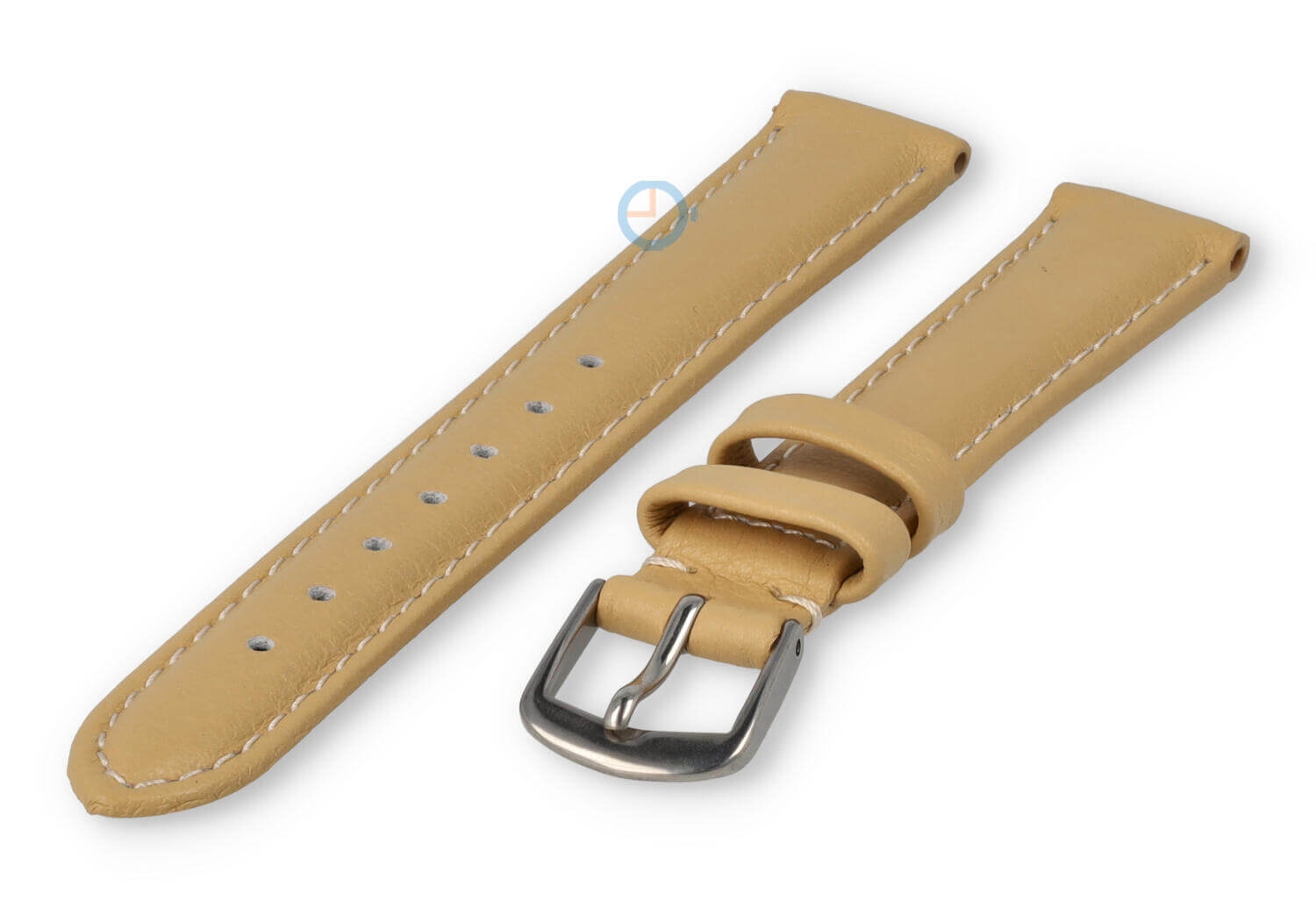 12mm horlogeband glad leer - vanille