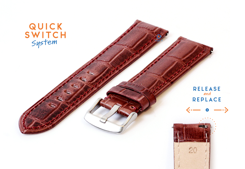 Horlogeband 20mm croco leer lichtbruin