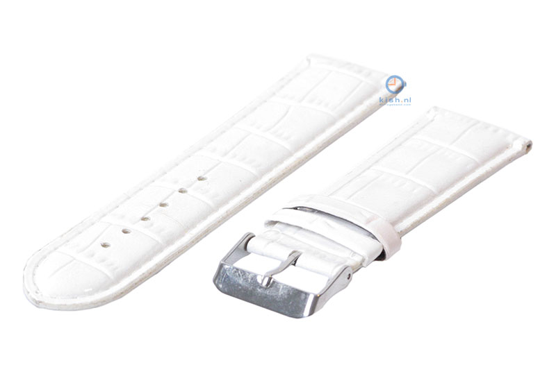 Horlogeband 24mm wit croco leer