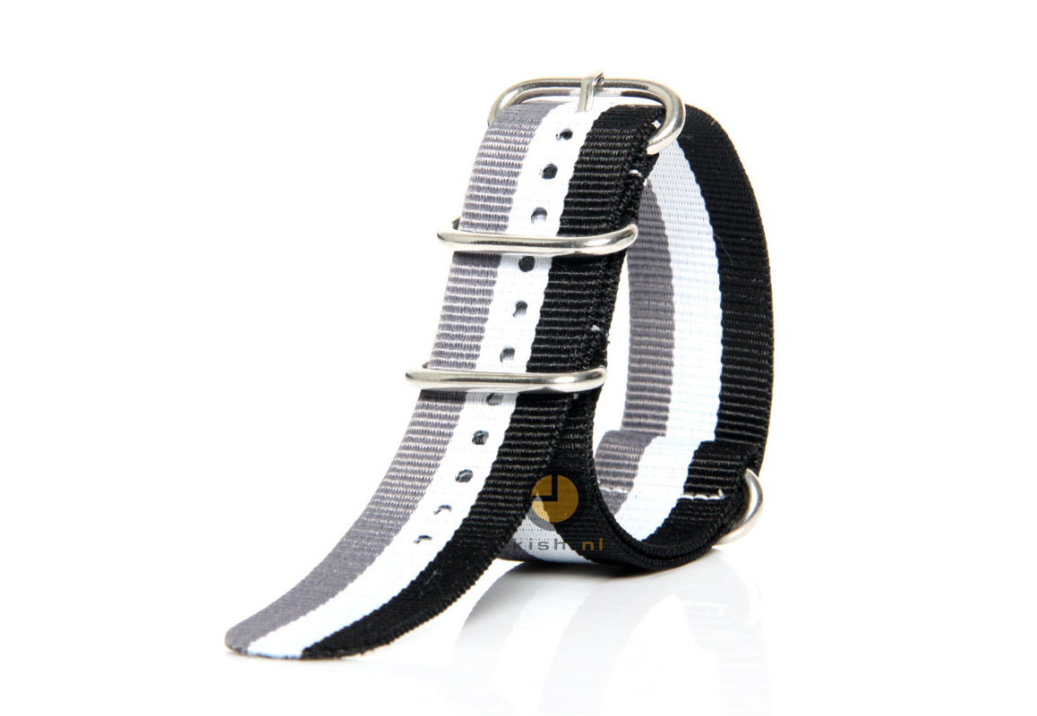 Horlogeband 24mm nylon tricolore