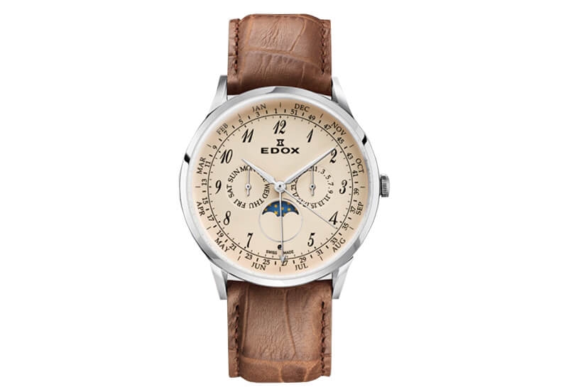 Edox Les Vauberts 40101 Horlogeband Bruin