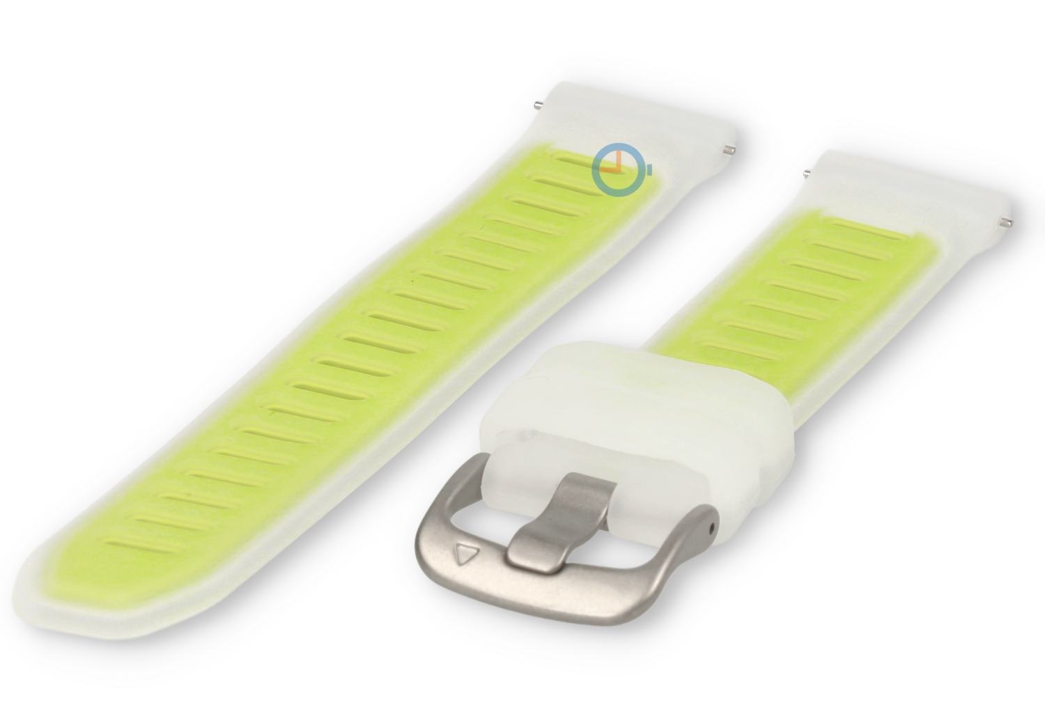 18mm horlogeband siliconen - transparant/felgroen