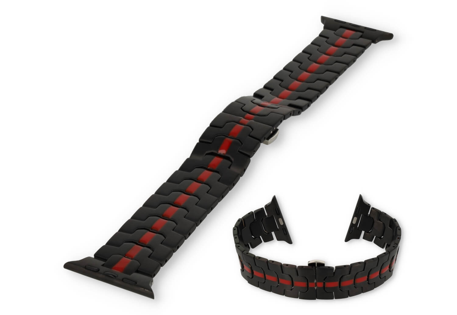 Apple watch 41mm stalen bandje - zwart/rood