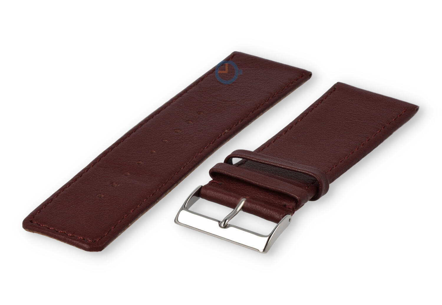 30mm horlogeband glad leer - bordeaux