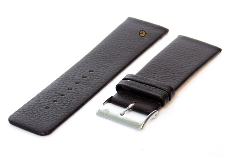 Horlogeband 24mm donkerbruin leer naadloos