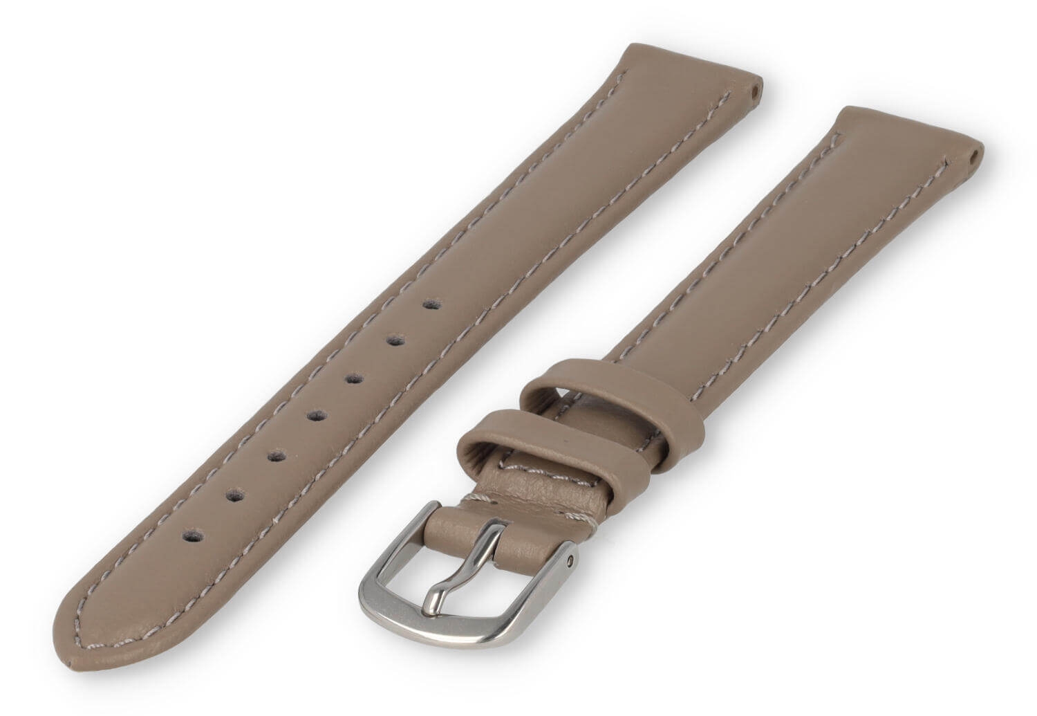 XL horlogeband glad leer - 16mm - taupe