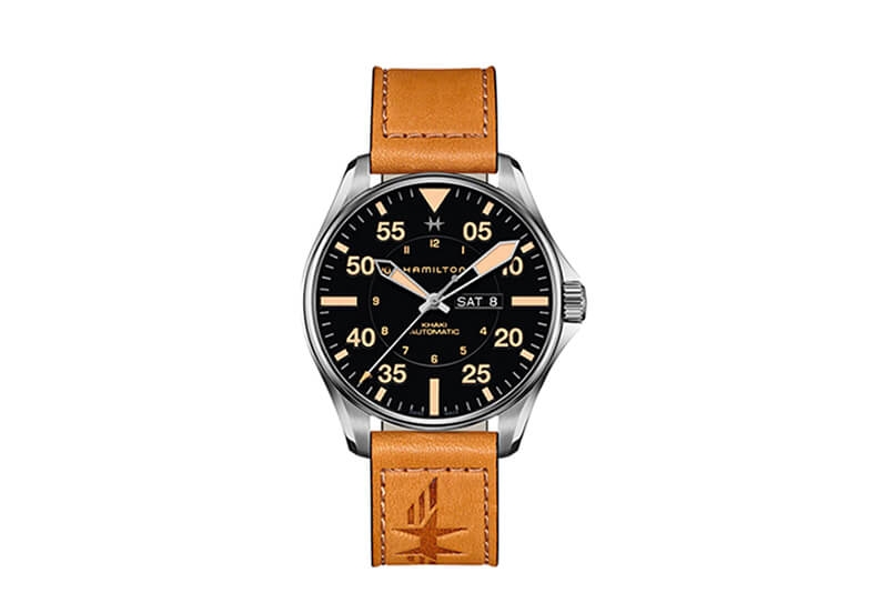 Hamilton horlogeband H64725531 - zwart leer
