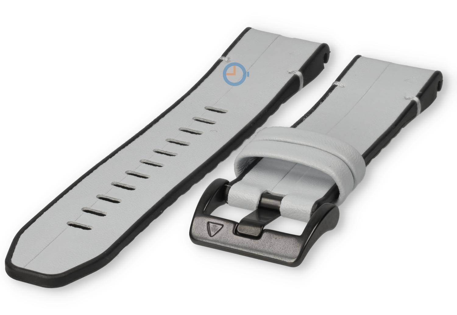 Hybrid bandje - siliconen/leer - 26mm - wit