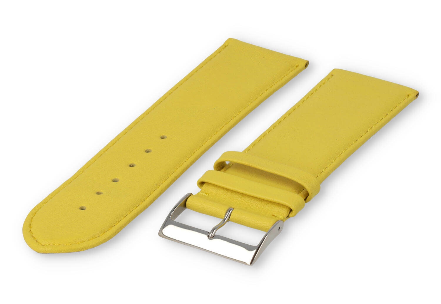 XL horlogeband glad leer - 28mm - geel