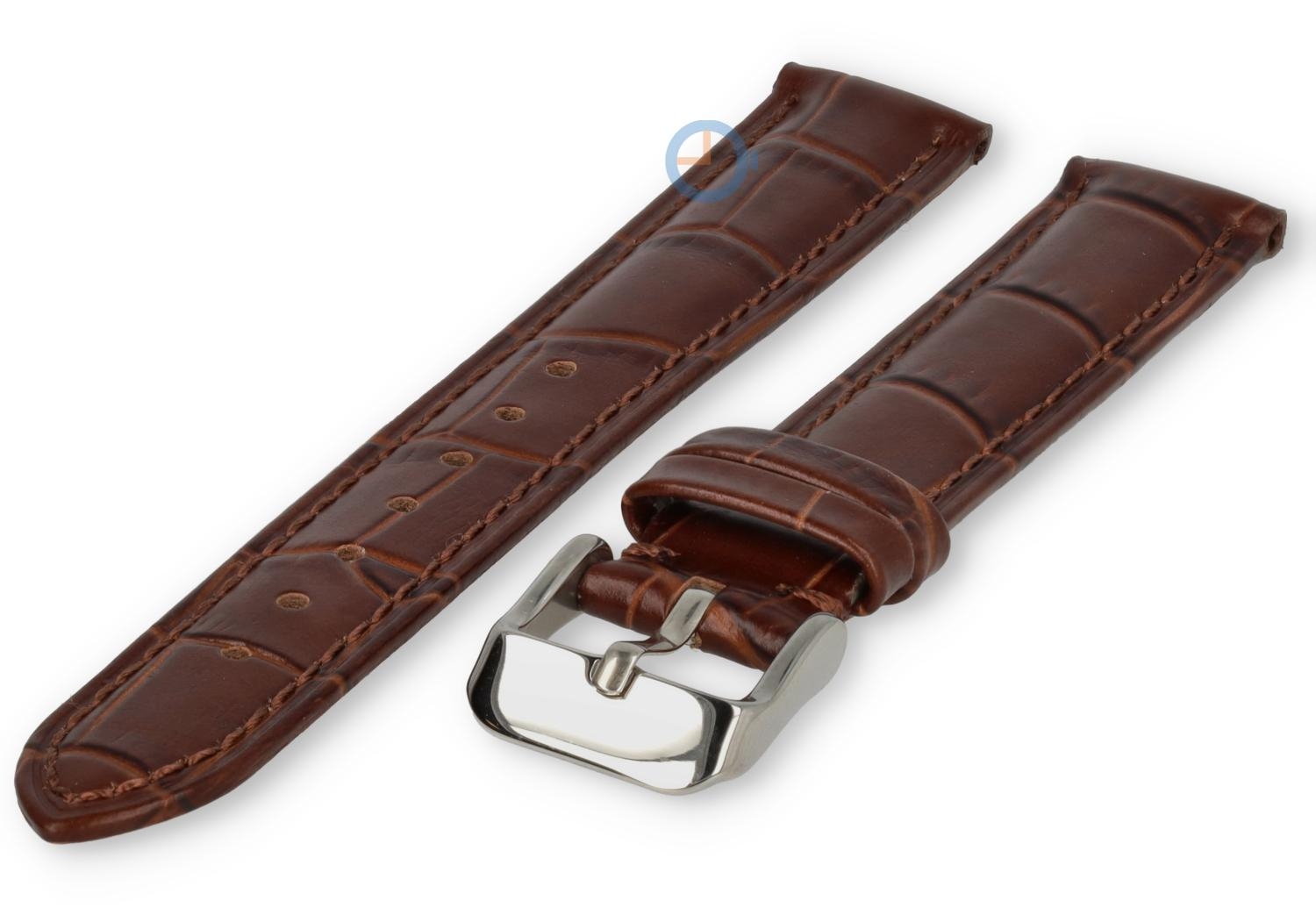 Horlogebandje 15mm - croco leer - donkerbruin