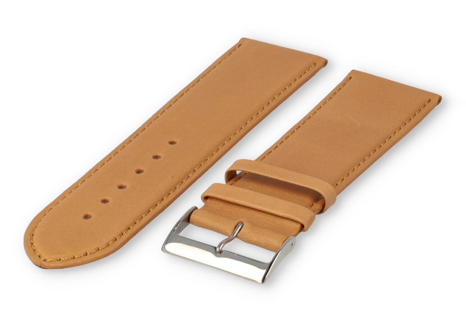 XL horlogeband glad leer - 28mm - vanille