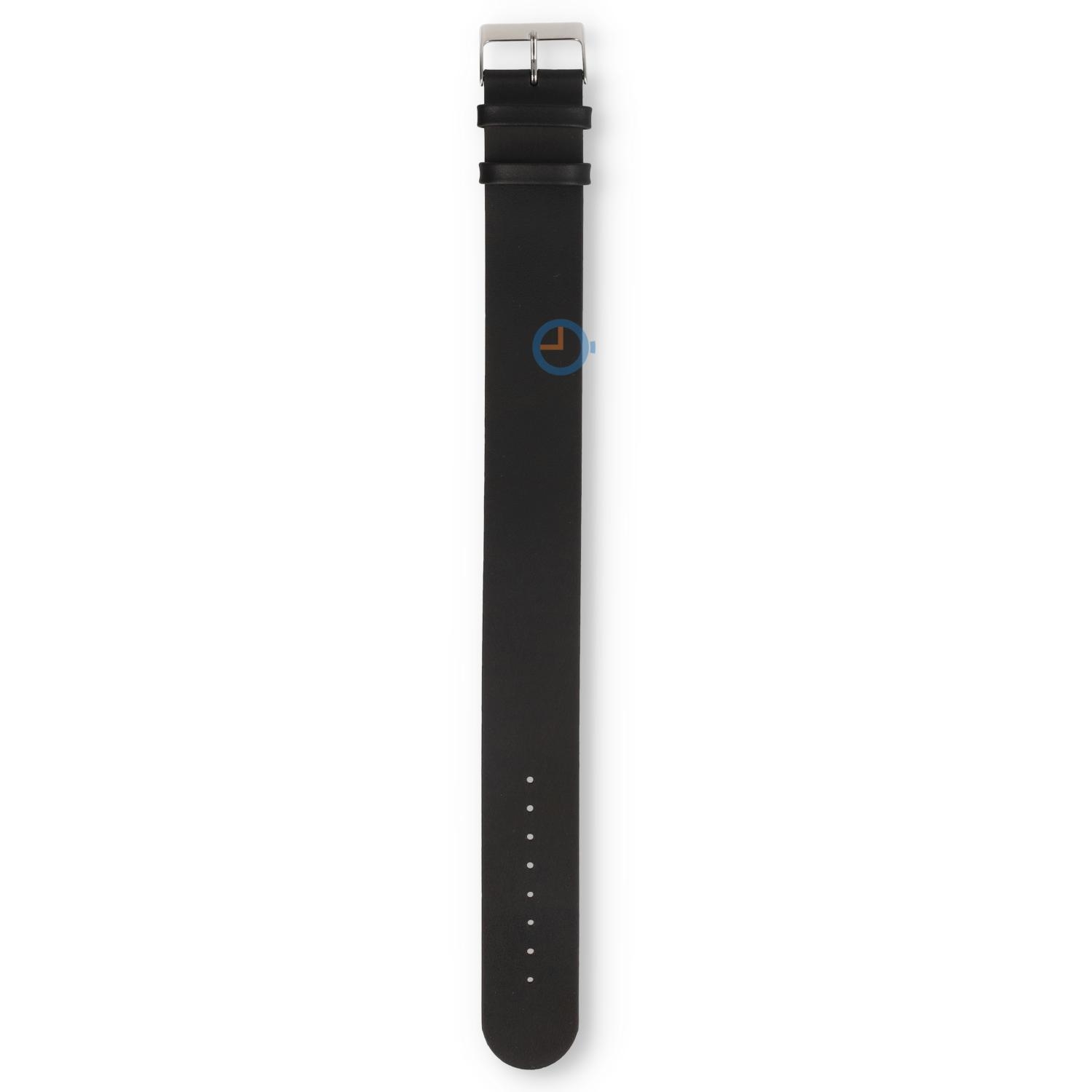 One-piece leren horlogeband - 22mm - zwart