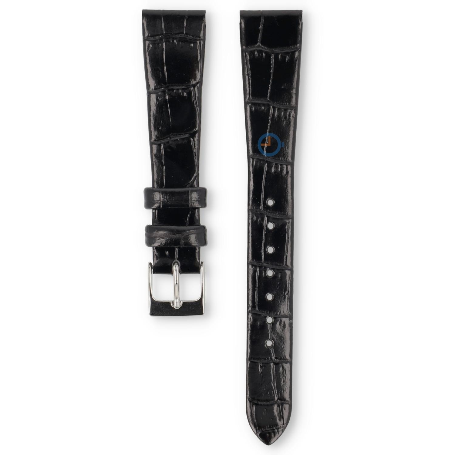 Universele 16mm zwart leren horlogeband - Pulsar