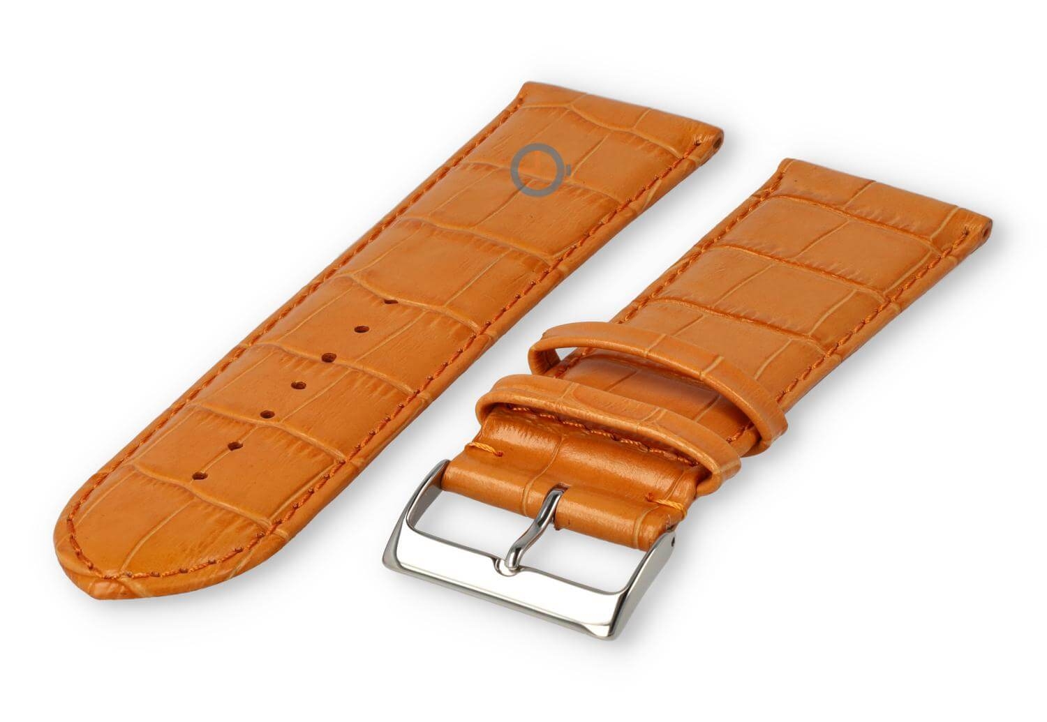 Kalfsleder XL band met croco-reliëf - 28mm - oranje