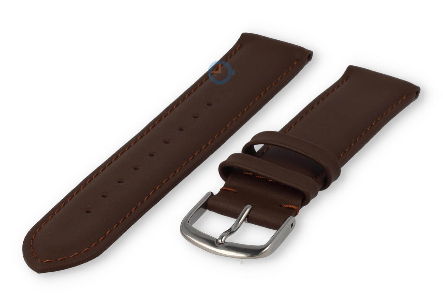 18mm horlogeband glad leer - donkerbruin