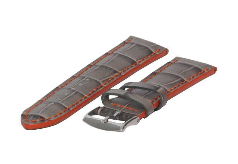 Horlogeband 24mm khaki groen leer