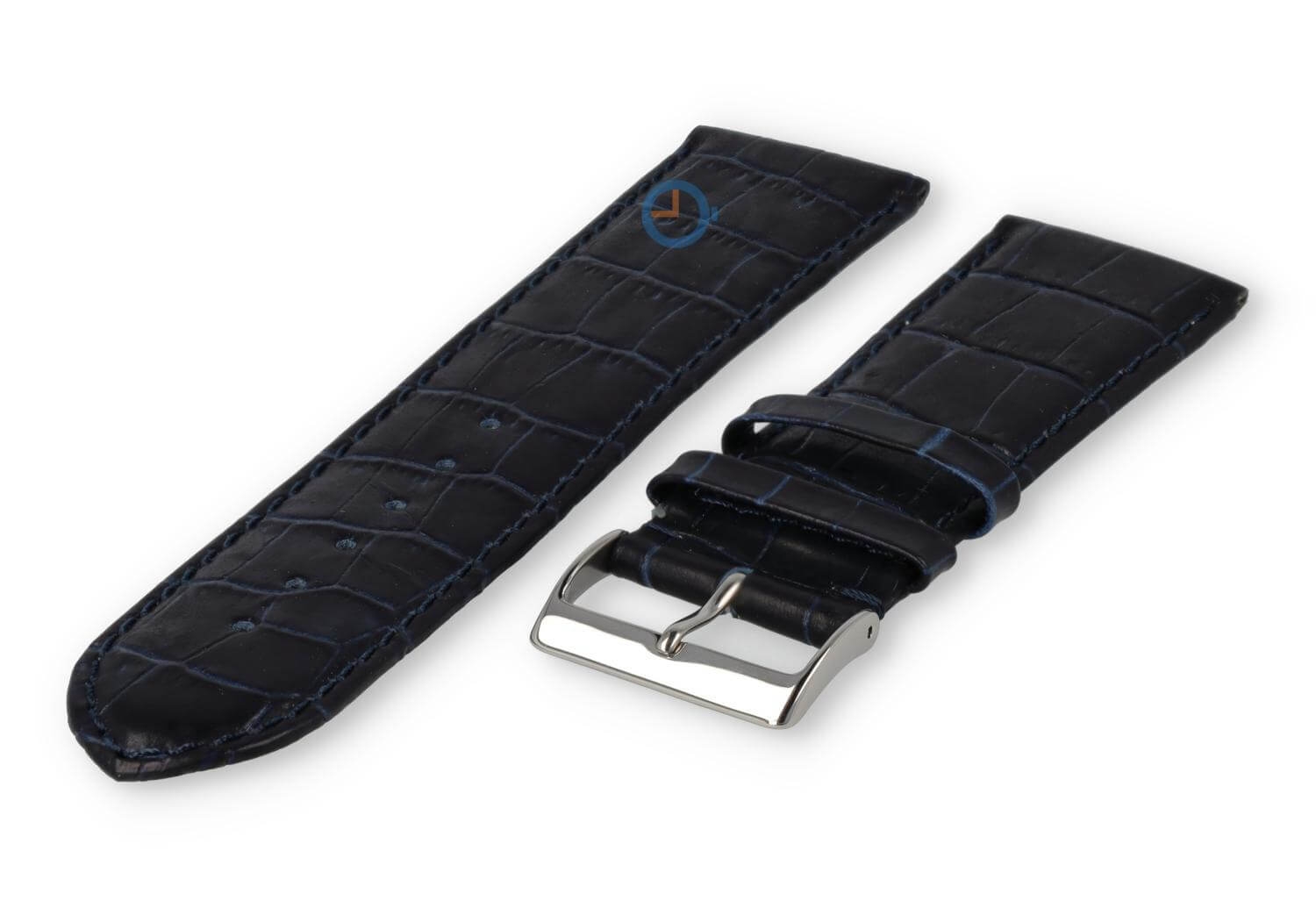 Basic croco horlogeband - 24mm - donkerblauw