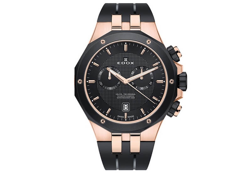 Edox Delfin 10110 Horlogeband Zwart