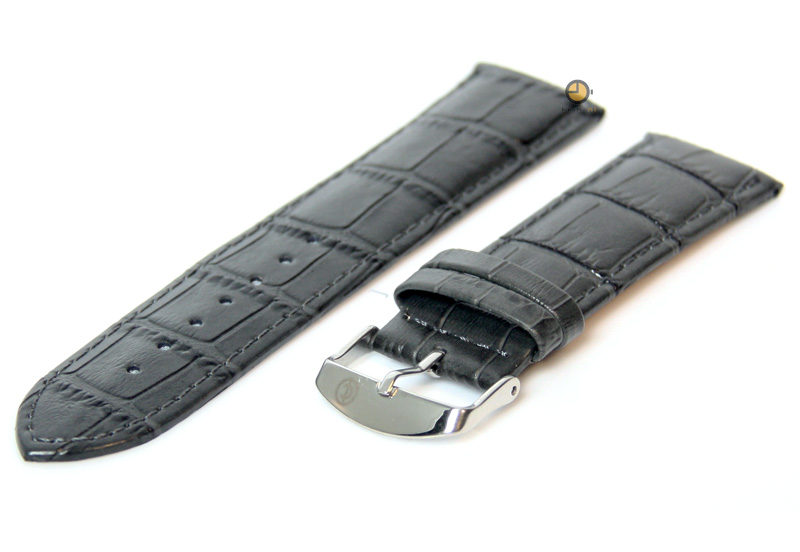 Horlogeband 24mm grijs leer kroko